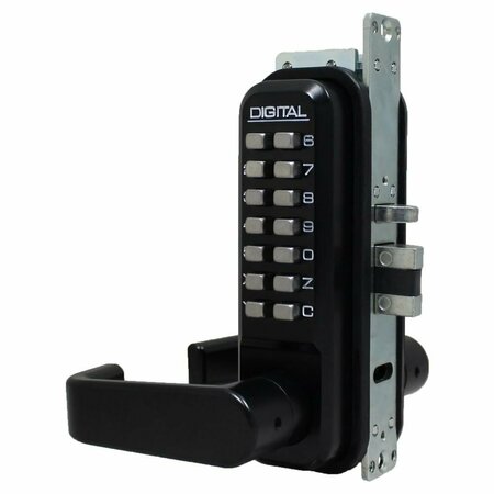 LOCKEY USA Mechanical Keyless Mortised Latch, Single Sided, Jet Black 2985JBMG